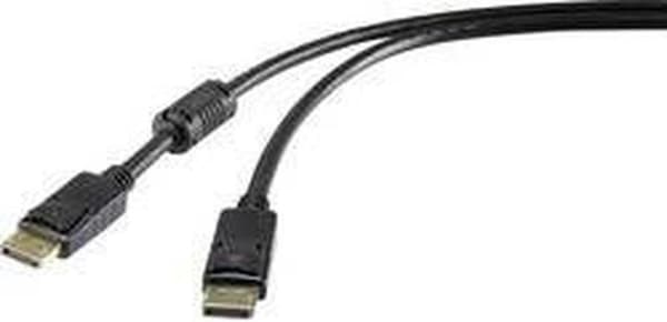 Renkforce DisplayPort Tilslutningskabel 3,00 m RF-4212204 Guldbelagte stikkontakter, med ferritkerne Sort [1x DisplayPort-stik - 1x DisplayPort-stik]