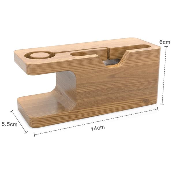 Docking Station - Laddningsstation av bambu i äkta trä - för alla mobiltelefoner och smartwatch