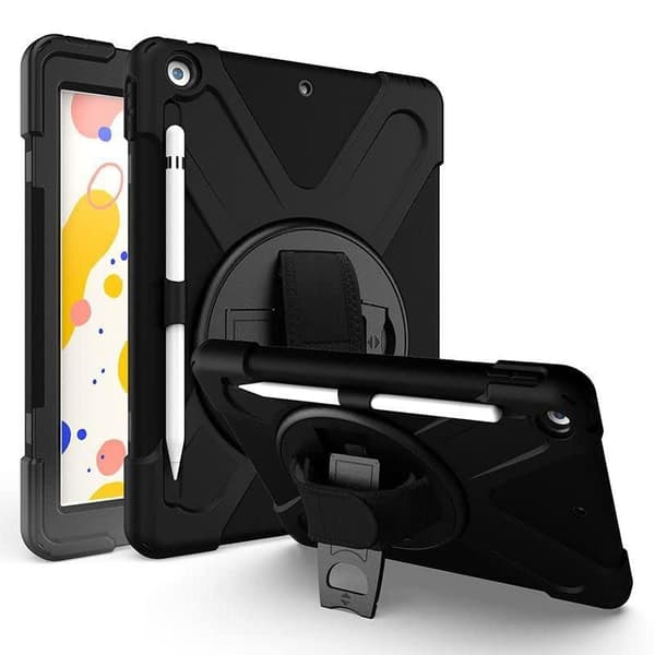 eSTUFF - Bagcover til tablet - silikone, polycarbonat - sort - 10,2" - til Apple 10,2" iPad (7. generation, 8. generation, 9. generation)