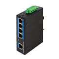 Pikkukuva 1 / 6: LogiLink Industrial Gigabit Ethernet -kytkin, 5-porttinen 10/100/1000 Base-TX RJ45, Plug & Play, Black Metal Case - 1 kpl (NS202)