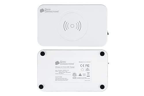 USB bordoplader 60W, 5-ports (1x USB-Câ„¢ og 4x USB-A), 10W Qi trådløs opladning, hvid, Good C (PCA-D005W)