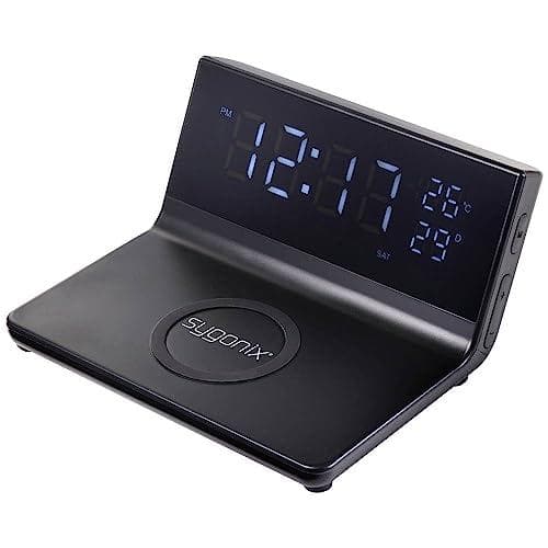Sygonix SY-5459860 elektronisk vækkeur sort (mat) alarmtider 2 USB-forbindelse, inkl. opladningsfunktion (SY-5459860)