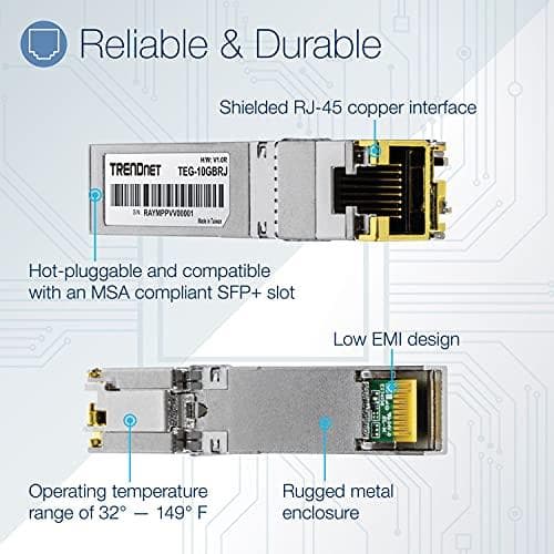 TRENDnet TEG 10GBRJ - SFP+ transceivermodul - 10 GigE, 5 GigE, 2,5 GigE - 1000Base-T, 10GBase-T, 2,5GBase-T, 5GBase-T - RJ-45 - op til 100 m