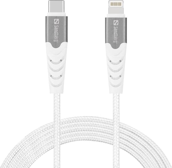 Sandberg - Lightning-kabel - 24-stifts USB-C hane till Lightning hane - 2.0m - MFI Certified - vit - USB Power Delivery - för Apple 10.2" iPad, AirPod