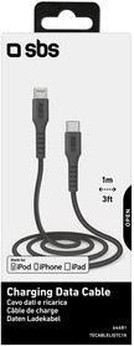 SBS TECABLELIGTC1K Lightning Kabel 1m Sort (TECABLELIGTC1K)