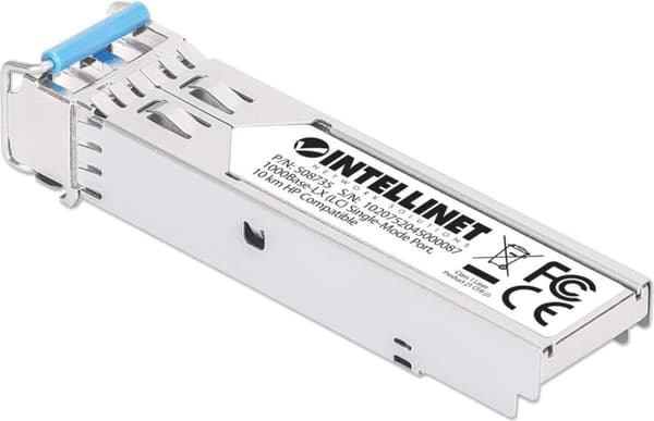 INTELLINET Gigabit SFP Mini-GBIC transceiver til fiberoptisk kabel 1000Base-LX (LC) single-mode port, 10 km, HPE-kompatibel, sølv (508735)