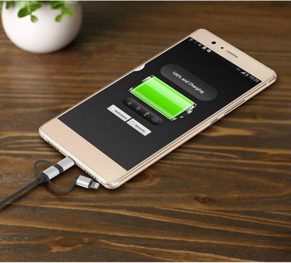 Renkforce USB-kabel USB 2.0 USB-A han, USB-C® han, USB-Micro-B han, Apple Lightning han 0,50 m Mørkegrå ærme RF4600467