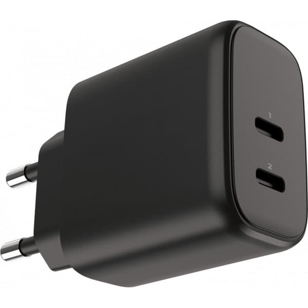 FoneKit GaN PD 65W laddare, USB-C + USB-C, svart