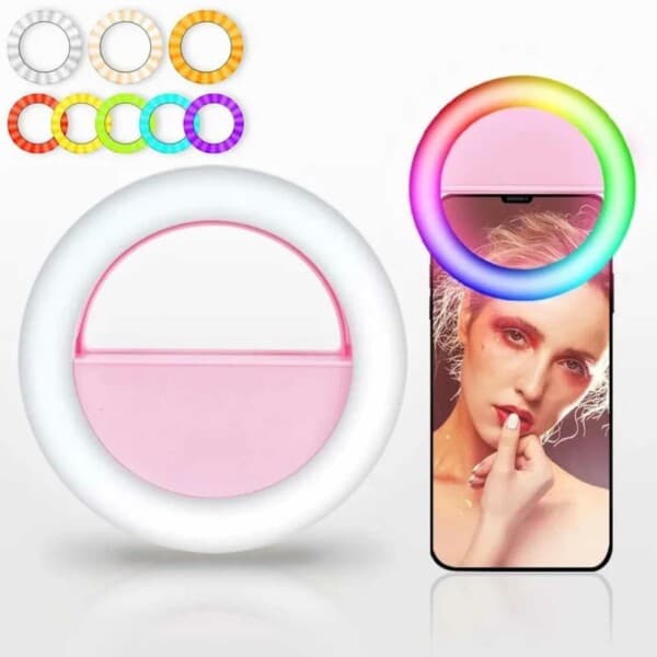 RBG Selfie Lampa Clip-On LED Ring Light til mobiltelefon