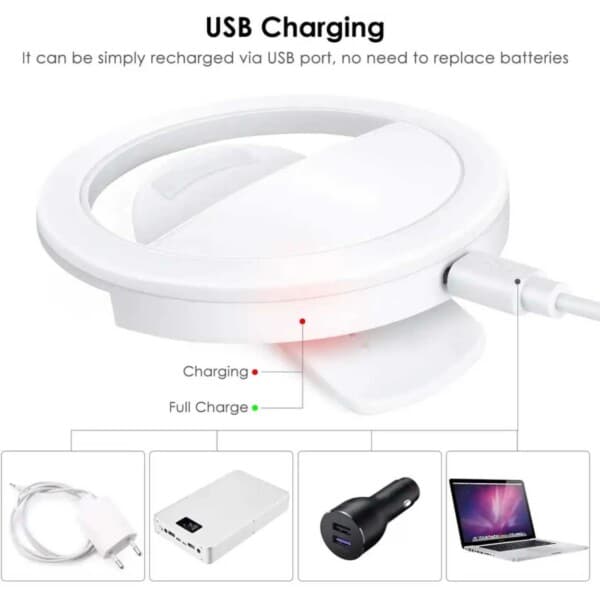 RBG Selfie Lampa Clip-On LED Ring Light til mobiltelefon