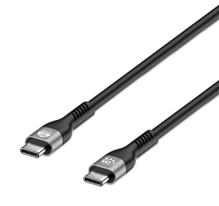 MANHATTAN USB 2.0 Typ C EPR-laddningskabel 240 W / PD 3.1 USB-C hane till USB-C hane, 2 m, Hi-Speed USB, 480 Mbit/s, Power Delivery 3.1, bakåtkompatib