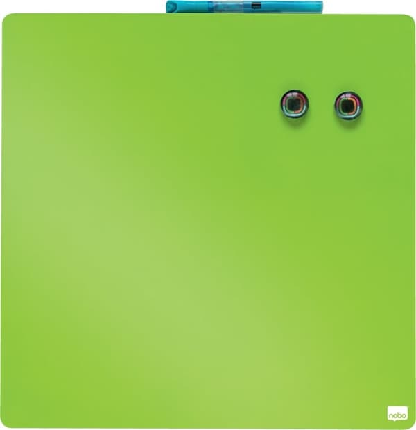 Nobo Dry Erase Mini Magnetic Whiteboard - Inkluderer tavlemarkør, magneter og monteringsmærkater - 36 x 36 cm - Grøn