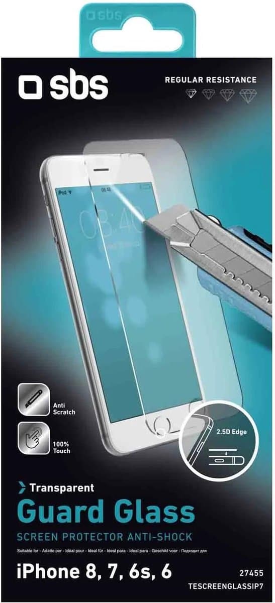 SBS Mobile Skærmglas / Skærmbeskytter høj modstandsdygtig iPhone 7 / iPhone 8 / iPhone 6s / iPhone 6