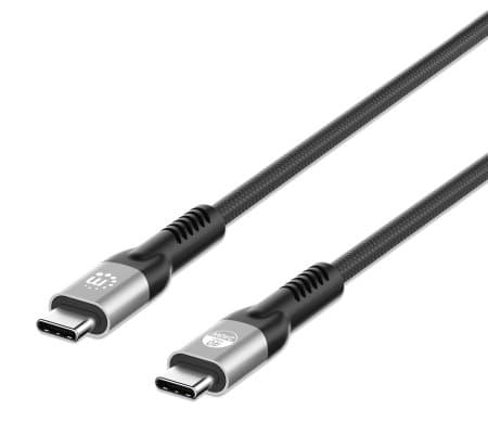 MANHATTAN USB4 / Thunderbolt 4 Type C 40 Gbit/s 8K video og 240 W EPR ladekabel / PD 3.1 USB-C han til USB-C han, 1 m, USB4 Gen 3x2, 8K@60Hz enkelt sk