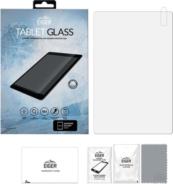 Eiger Samsung Galaxy Tab S8+ / S7+ Etui af hærdet glas venligt fladt