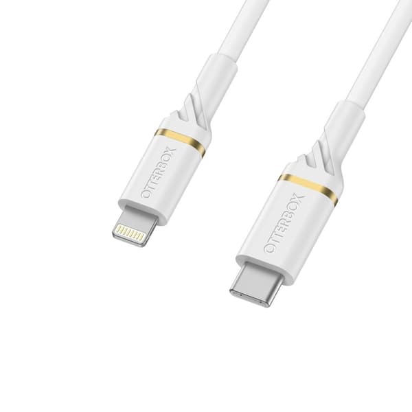 OtterBox Standard - Lightning-kabel - Lightning han til 24 ben USB-C han - 1 m - Cloud Dust White - USB Power Delivery (60W) - til Apple iPad/iPhone/i