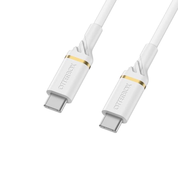 OtterBox Standard - USB-kabel - 24-polig USB-C (M) till 24-pin USB-C (M) - USB 2.0 - 3 A - 3 m - stöder strömförsörjning - Cloud Dust White