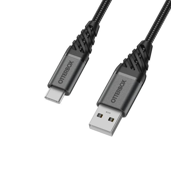 OtterBox Premium - USB-kabel - USB (M) til 24 ben USB-C (M) - USB 2.0 - 3 m - Dark Ash Black