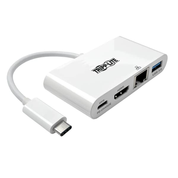 Eaton PowerWare Tripp Lite USB C till HDMI Multiport Video Adapter Converter med USB-A-hubb, USB-C PD-laddning, Gigabit Ethernet-port, Thunderbolt 3-k