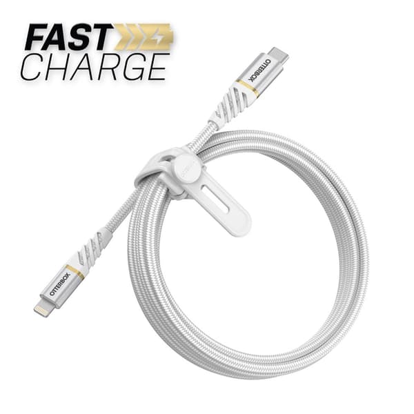 OtterBox Premium - Lightning-kabel - Lightning han til 24 ben USB-C han - 2 m - Cloud Sky White - til Apple iPad/iPhone/iPod (Lightning)