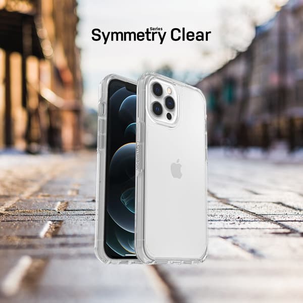 OtterBox Symmetry Series - Bagcover til mobiltelefon - polycarbonat, syntetiske fibre - klar - til Apple iPhone 12, 12 Pro