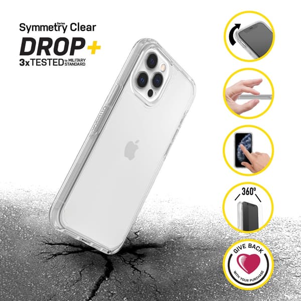 OtterBox Symmetry Series - Bagcover til mobiltelefon - polycarbonat, syntetiske fibre - klar - til Apple iPhone 12, 12 Pro