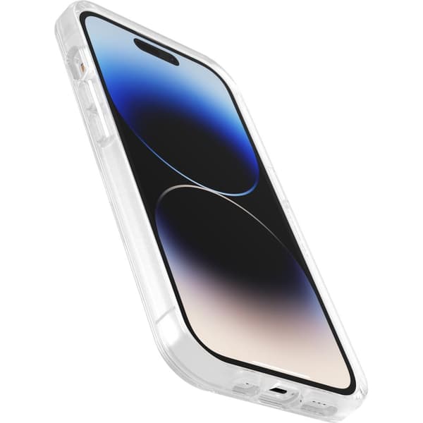 OtterBox Symmetry Series - Mobiltelefonbagcover - antimikrobiel - MagSafe-kompatibel - polycarbonat, syntetiske fibre, 50 % genbrugsplast - klar - ele
