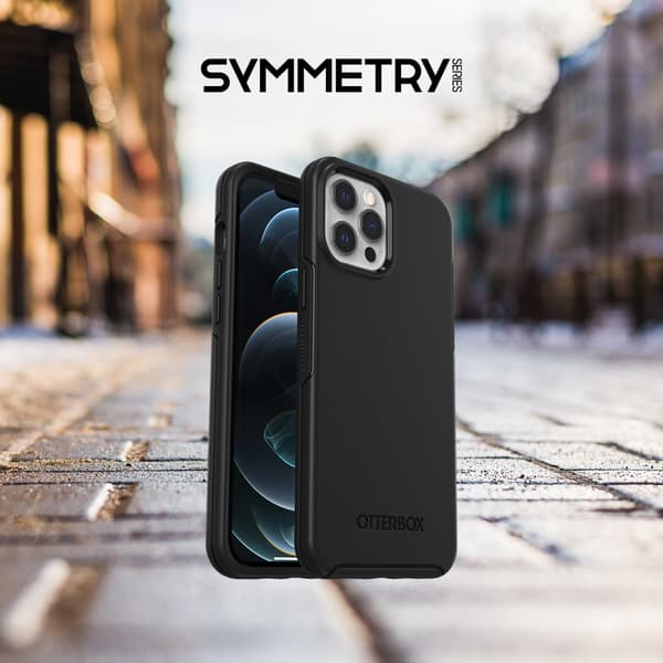 OtterBox Symmetry Series - Bagcover til mobiltelefon - Polycarbonat, Syntetiske fibre - Sort - til Apple iPhone 12, 12 Pro