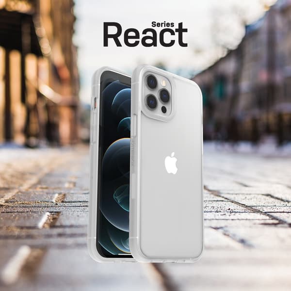 OtterBox React Series - Bakskal till mobiltelefon - Genomskinlig - för Apple iPhone 12, 12 Pro