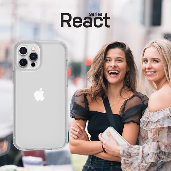 OtterBox React Series - Bakskal till mobiltelefon - Genomskinlig - för Apple iPhone 12, 12 Pro