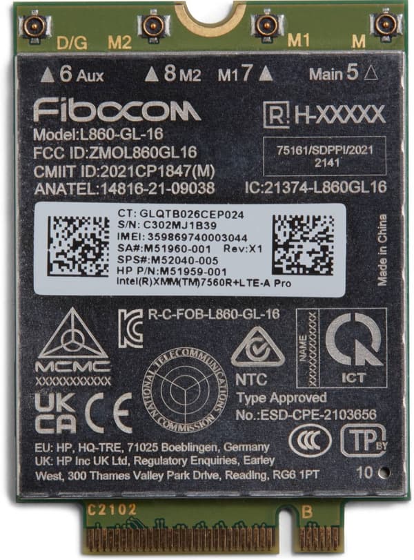 HP XMM 7560 R+ - Langaton mobiilimodeemi - 4G LTE Advanced Pro - M.2-kortti - 978 Mbps