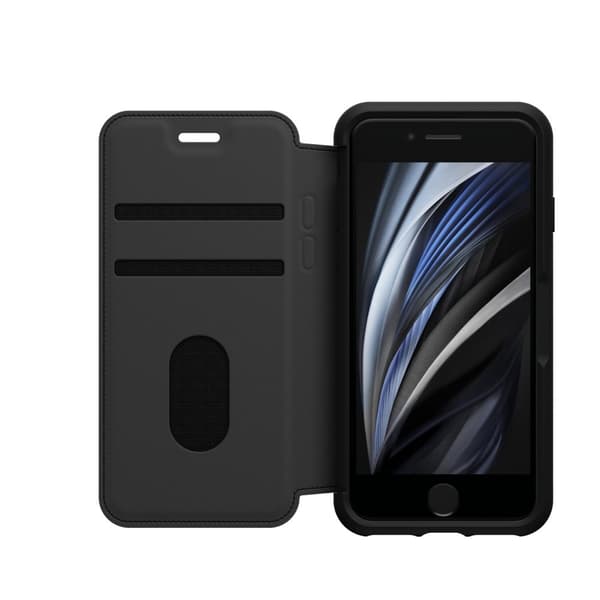 OtterBox Strada Series - flip-mobilfodral - läder - midnattssvart - för Apple iPhone 7, 8, SE (2:a generationen), SE (3:e generationen)