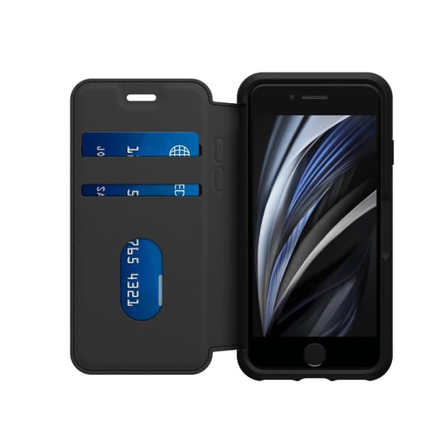 OtterBox Strada Series - flip-mobilfodral - läder - midnattssvart - för Apple iPhone 7, 8, SE (2:a generationen), SE (3:e generationen)
