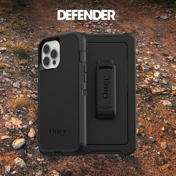 OtterBox Defender Series - ProPack Packaging - takakuori matkapuhelimelle - kestävä - polykarbonaatti, synteettiset kuidut - musta - Apple iPhone 12,