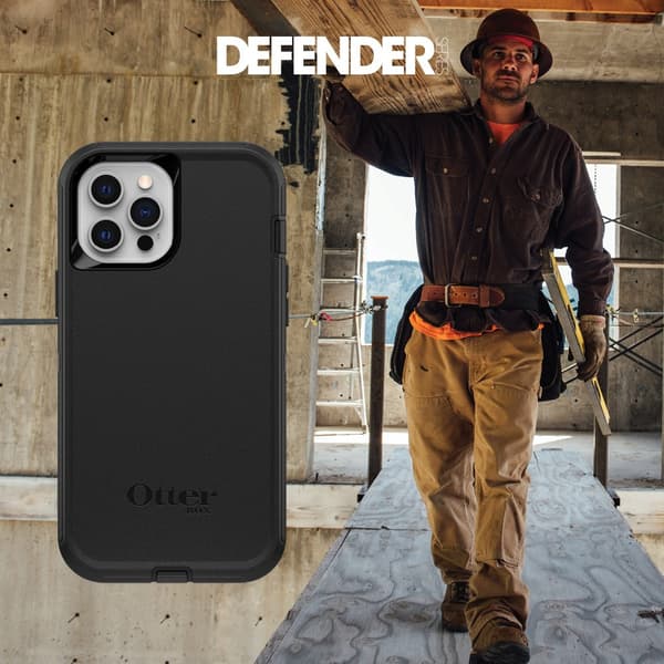 OtterBox Defender Series - ProPack Packaging - takakuori matkapuhelimelle - kestävä - polykarbonaatti, synteettiset kuidut - musta - Apple iPhone 12,