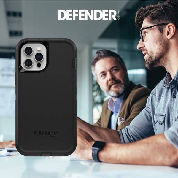 OtterBox Defender Series - ProPack Packaging - takakuori matkapuhelimelle - kestävä - polykarbonaatti, synteettiset kuidut - musta - Apple iPhone 12,