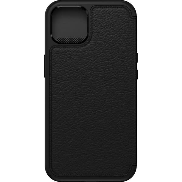 OtterBox Strada Series - flipfodral för mobiltelefon - äkta läder, polykarbonat - midnattssvart - för Apple iPhone 13