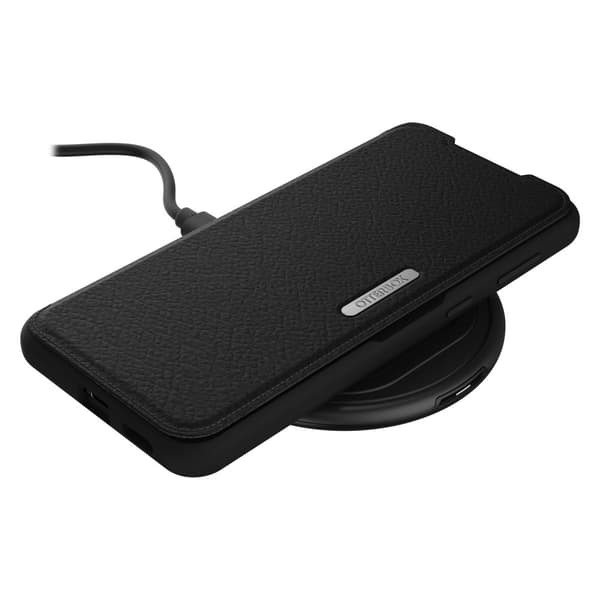 OtterBox Strada Series - flip cover til mobiltelefon - læder, polycarbonat - midnight black - til Samsung Galaxy S21+ 5G