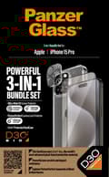 Miniatyrbillede 7 af 7: PanzerGlass™ 3-i-1 sæt iPhone 15 Pro - Apple - Apple - iPhone 15 Pro - Tør applikation - Stødsikker - Gennemsigtig - 1 stk (B1173+2810)