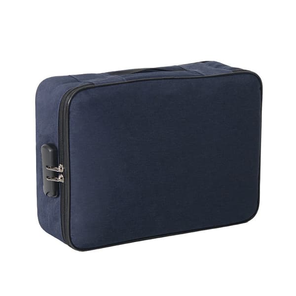 Large Capacity Multi-layers Foldable Fabric Document Storage Bag, Specification:Three Layers-Locked(Navy Blue)