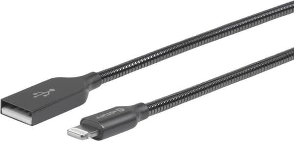 eSTUFF - Lightning-kaapeli - Lightning-uros-USB-uros - 50 cm - Harmaa, Teräs - Apple iPad/iPhone/iPod (Lightning)