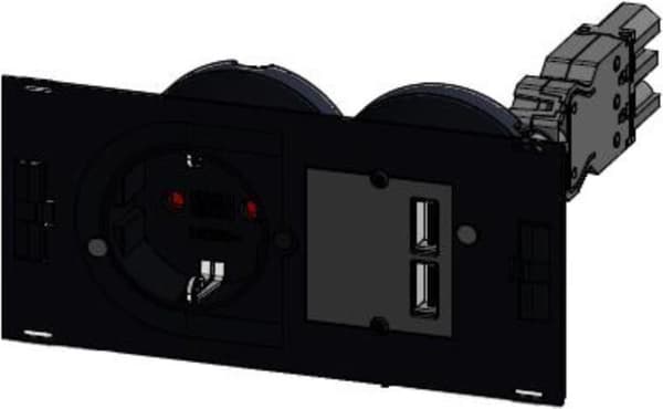 Bachmann DUE - Pistorasia - 2P - Tyyppi F, USB - Lukolla - 1 pistoke, 2 USB-porttia - 16 A - AC 250 V - Musta, RAL 9005