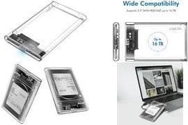 LogiLink 2,5" SATA harddisk kabinet, USB 3.0, gennemsigtig Tilslutning: Micro-USB B kobling, overførselshastighed: - 1 stk (UA0409)