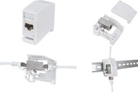 LogiLink DIN-skinneadapter med 1 Keystone-modul, lysegrå til 2x RJ45-moduler Cat.6A, lavet af plast, med jordingsfjeder - 1 stk. (MP0056)