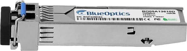 RAD SFP-2DH-kompatibel BlueOptics© SFP-sändtagare för enkellägesdataöverföringar med 155 Mbit i fiberoptiska nätverk. Stöder Fast Ethernet eller SONET