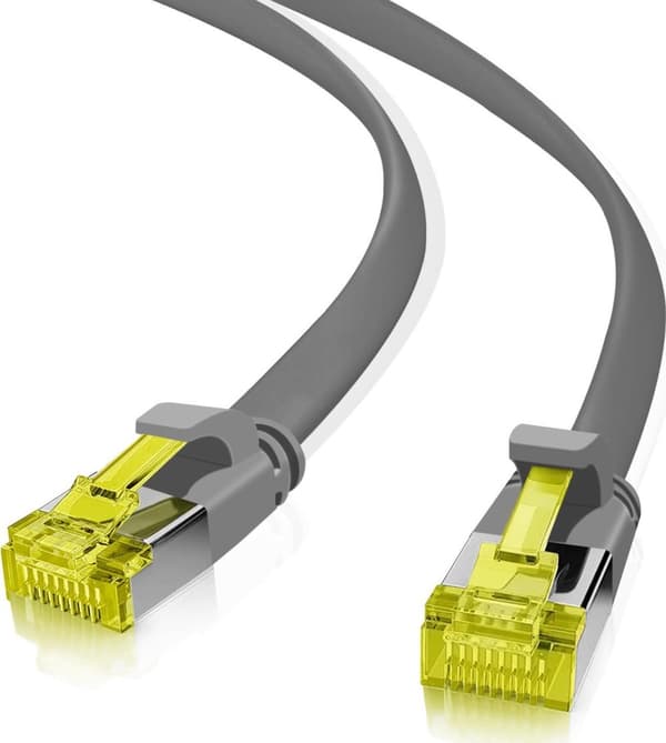 Helos - Patchkabel - RJ-45 (M) till RJ-45 (M) - 2 m - U/FTP - CAT 6a - platt - grå