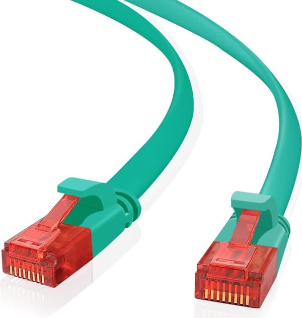 Helos Ultra Slim - Patch kabel - RJ-45 (M) til RJ-45 (M) - 15 m - UTP - formet, uden krog, fladt - grøn