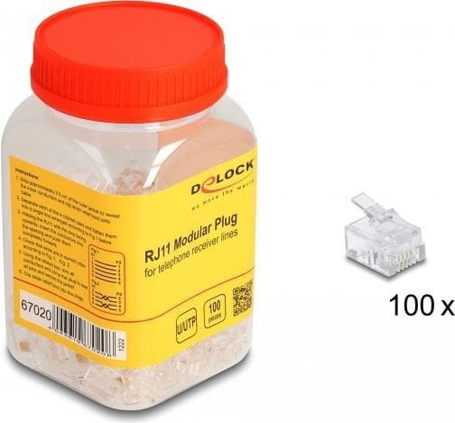 Delock - Telefonanslutning - RJ-11 (M) (pack om 100) (67020)