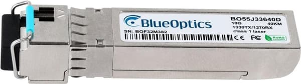 Yhteensopiva Calix 100-02151 BlueOptics© BO55J33640D SFP+ Bidi-lähetin-vastaanotin, LC-Simplex, 10GBASE-BX-D, yksimuotokuitu, TX1330nm/RX1270nm, 40KM,