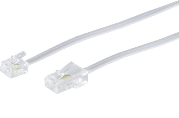shiverpeaks ®-BASIC-S--Modulär ISDN-anslutningskabel Västerkontakt 8/4 till västerkontakt 6/4, vit, 6,0m (BS70256-W)